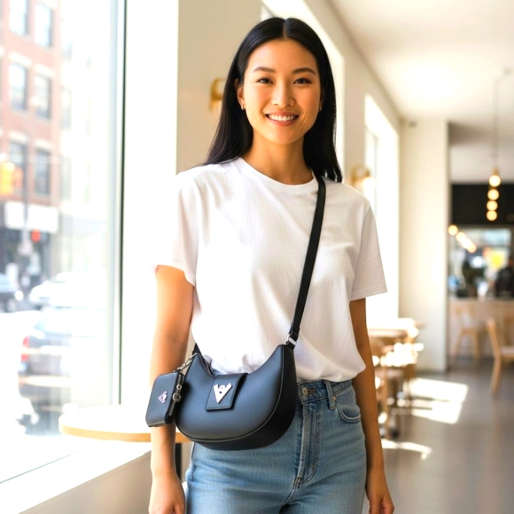 Valentino Orlandi Black Crossbody Bag V-2031